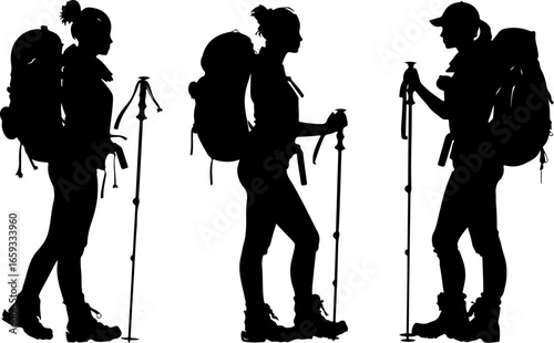 "Trailblazing Trio: Hiking in Sync"