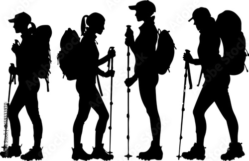 "Trailblazing Trio: Hiking in Sync"