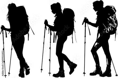 "Trailblazing Trio: Hiking in Sync"