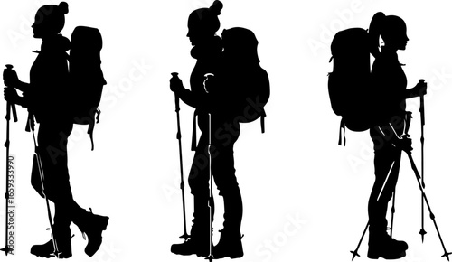 "Trailblazing Trio: Hiking in Sync"