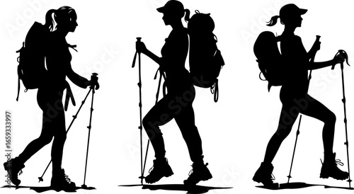 "Trailblazing Trio: Hiking in Sync"