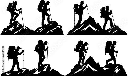 "Trailblazing Trio: Hiking in Sync"