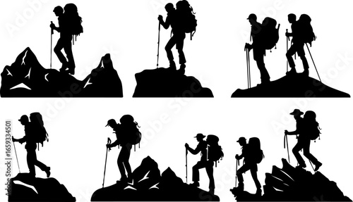 "Trailblazing Trio: Hiking in Sync"