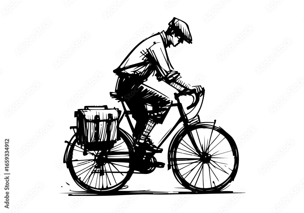 Naklejka premium Vintage bicycle hand drawn vector illustration
