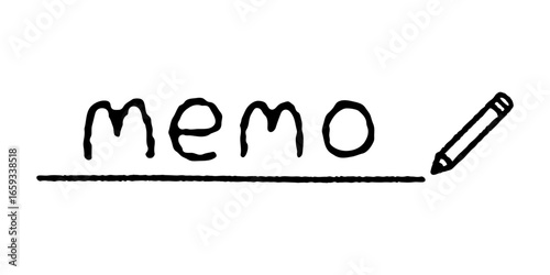 メモという文字とアンダーラインを引く鉛筆のバナーイラスト