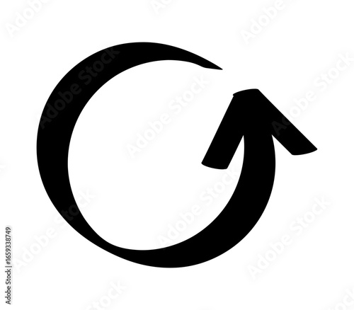 循環している円形の黒い矢印アイコン