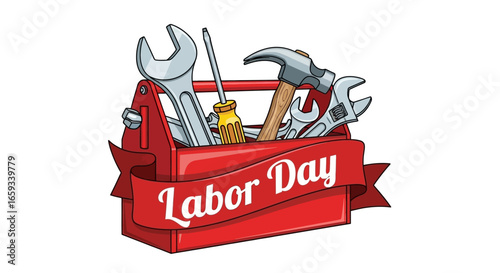 Labor Day Toolbox with Tools Celebrating American Workers and Their Contributions