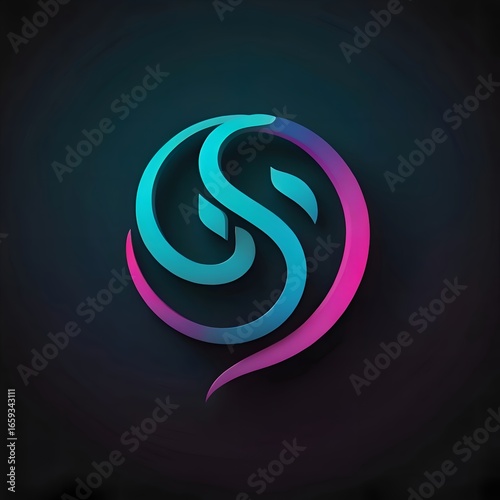 Minimalist Neon Gradient Inspired Logo on Dark Background