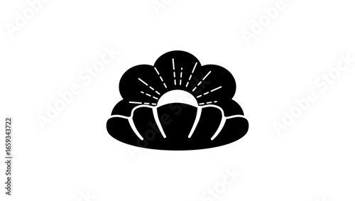 Oyster Shell Pearl, black isolated silhouette