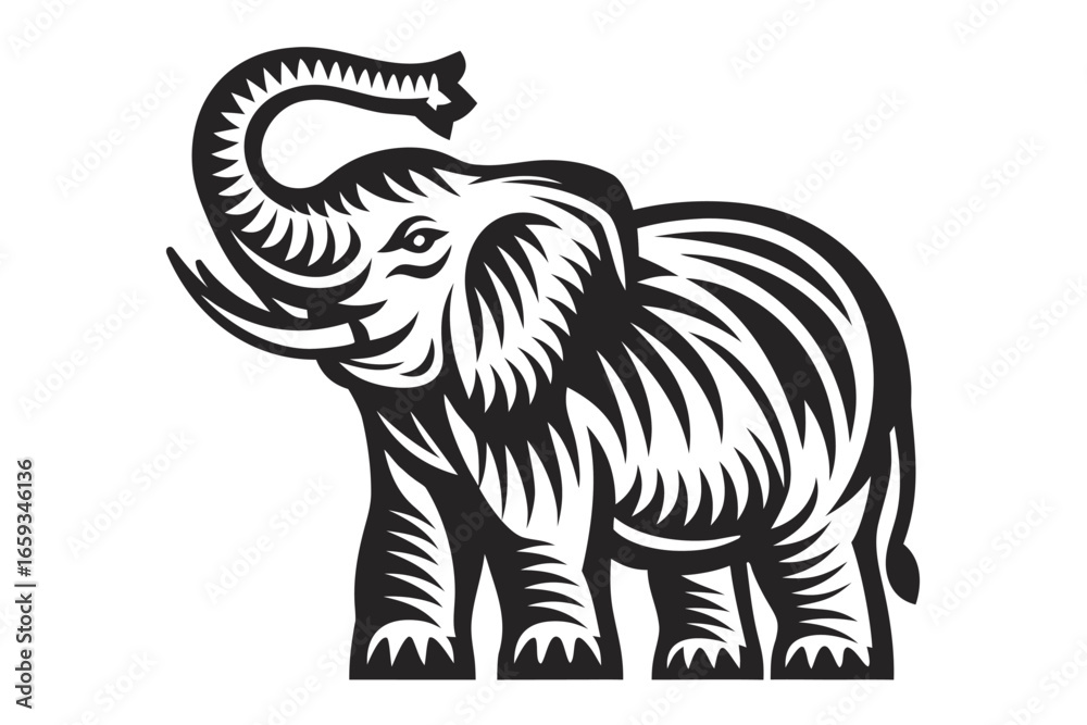 Fototapeta premium Decorative Elephant with Intricate Patterns on White Background