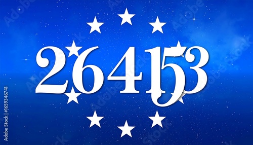 Number sequence within a circle of stars on a starry blue background