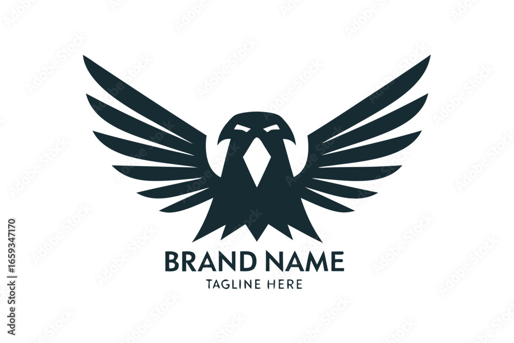 Obraz premium Geometric Eagle with Spread Wings on White Background