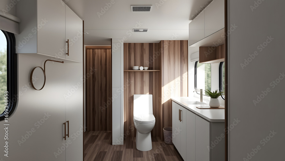 Fototapeta premium Bathroom interior White toilet interior design Luxurious bathroom background