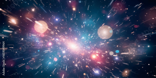 Explosion of stars and nebula in vibrant deep space galaxy scene 