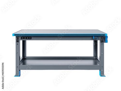 Industrial workbench, steel, sturdy, two-tiered