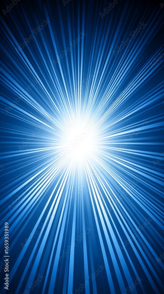Fototapeta premium Abstract Blue Burst Background with Radiant Light Rays and Sunbeam Effect for Modern Digital Design Projects and Presentations.