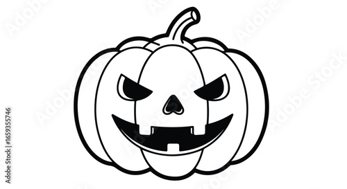 Black and white jack o lantern pumpkin illustration
