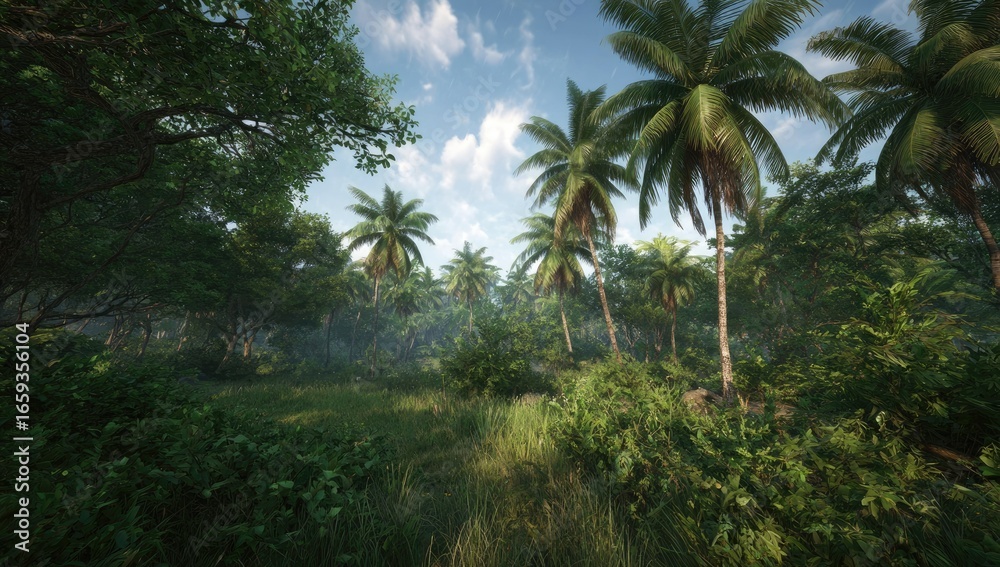Obraz premium Lush tropical forest scene (1)