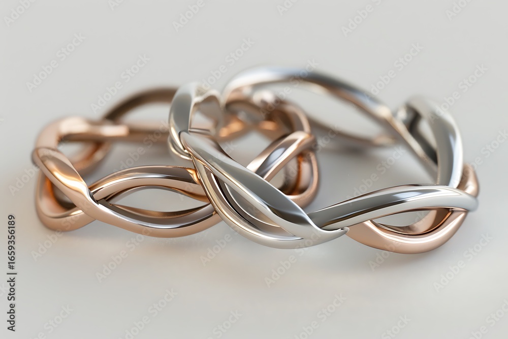 Naklejka premium A 3D render of two interlocking rings