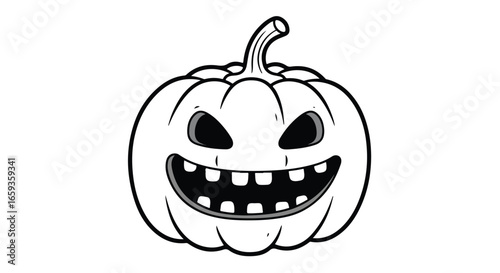 Outlined cartoon halloween pumpkin