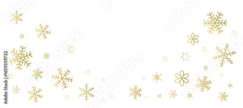 ゴールドの雪の結晶のフレームイラスト　背景イラスト　ベクター素材