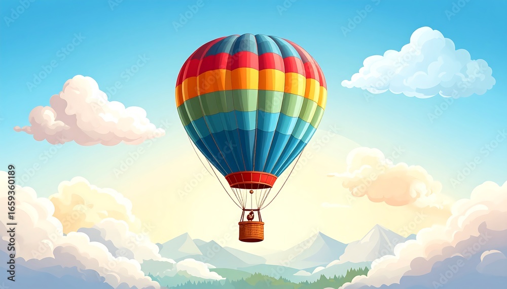 Fototapeta premium Colorful hot air balloon in a scenic sky