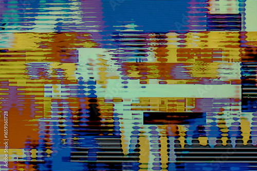 Screen TV Glitch Error - Signal Disturbance Broken Monitor, VHS static noise glitch overlay