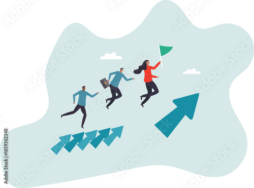 Sustainable growth, long term success or growing business with winning strategy, improvement or steps to team success,about a man and his life.