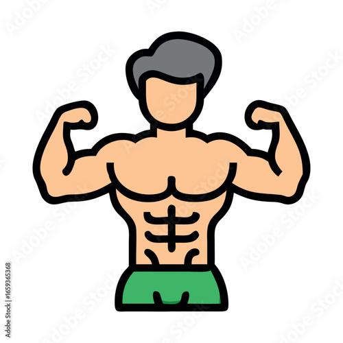 A set of body builder cartoon silhouette white bacground. Gym icon