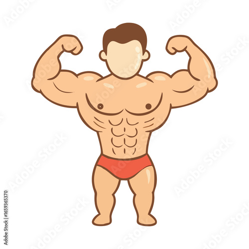 A set of body builder cartoon silhouette white bacground. Gym icon