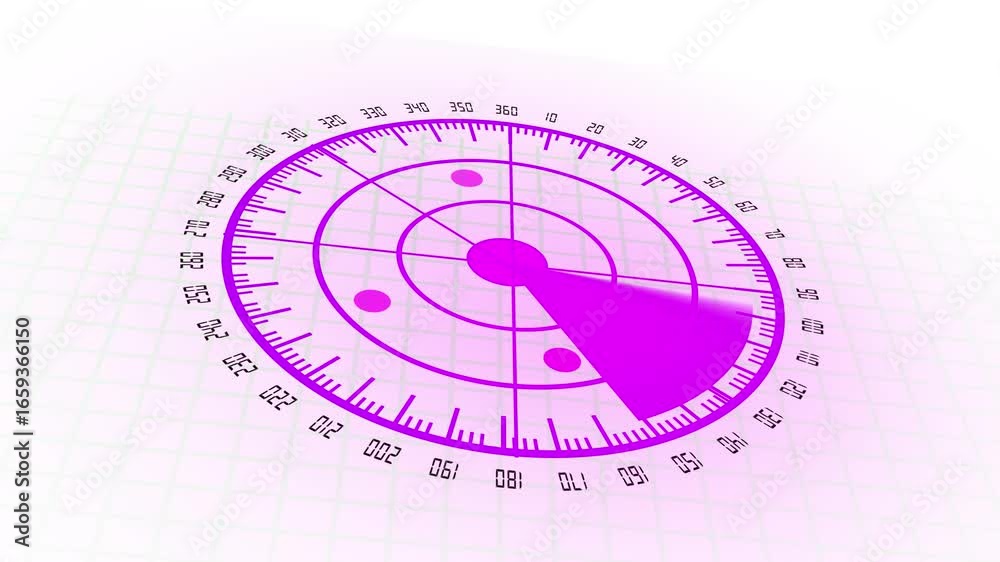 Digital purple radar animation HUD interface rotating scan technology ...