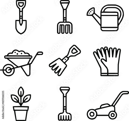 Property Investment Outline Icons  Buildings, Mortgage, ROI, and House Flipping Tools