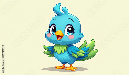 Wallpaper Mural A charming cartoon bird character with bright colors, playful details, and an expressive, cheerful style. Designed with a cute and friendly appearance, this illustration is perfect for children’s book Torontodigital.ca