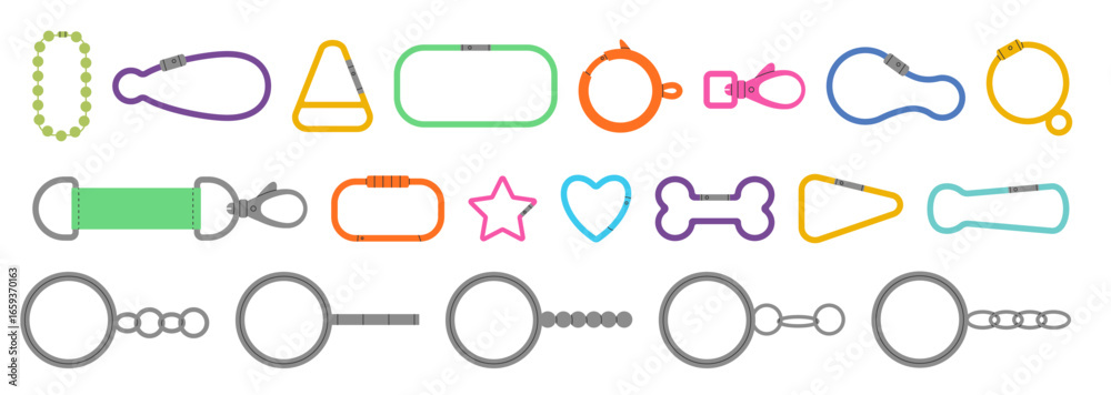 custom made wallpaper toronto digitalBag for clasp. Icon of cute clip, keychain, chain element, carabiner, zipper. Doodle fastener colorful supply. Fashion clasp metal. Vector modern tidy accessories, cartoon flat style isolated set