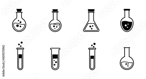 Various laboratory glassware and equipment for chemistry experiments and research