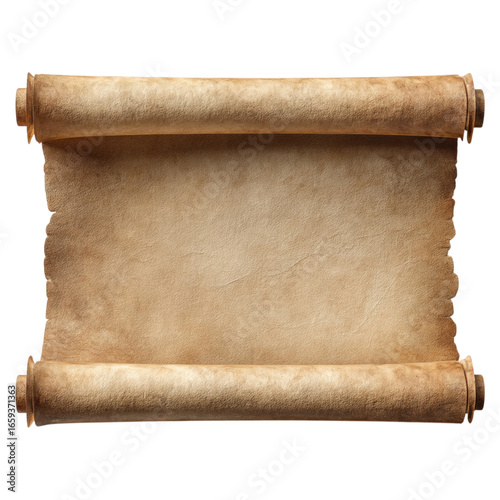 Vintage Aged Paper Scroll with Rolled Edges on Isolated Background for Historical Use