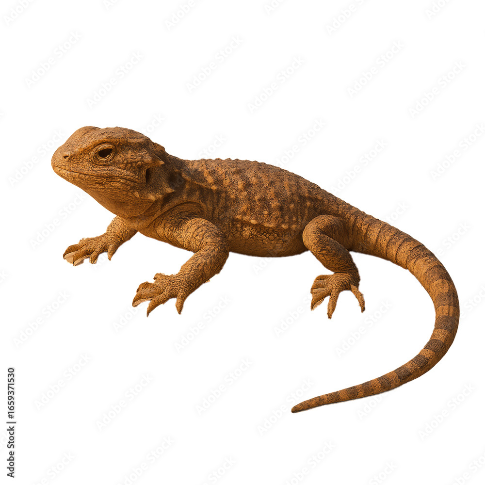 Fototapeta premium Lizard Resting on Sandy Ground in Desert Environment
