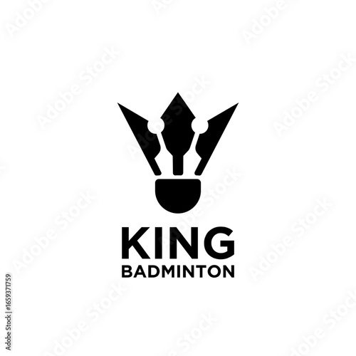 Badminton shuttlecock crown logo concept for sport team