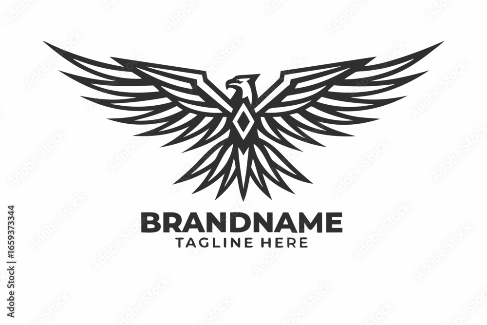 Obraz premium Stylized Eagle with Geometric Pattern on White Background design