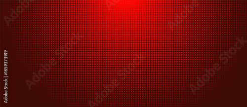 Red LED panel light with digital screen effect and pixel grid texture. 3D stage background or futuristic video wall for concert backdrop. Neon gradient pattern or OLED curve projection club displays.