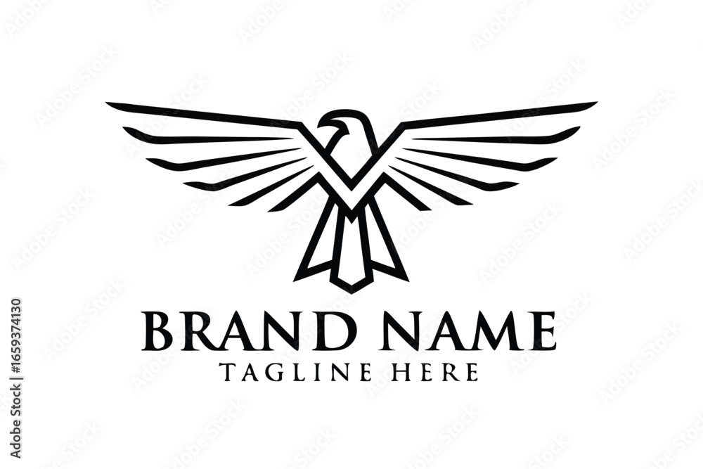 Obraz premium Minimalist Eagle Logo with Geometric Design on White Background