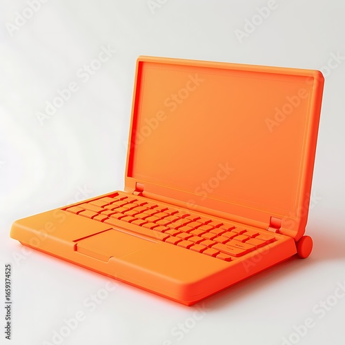 A bold orange 3D toy laptop 