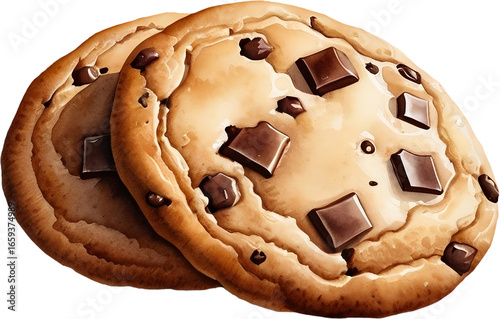Wallpaper Mural 2 piece of chocolate chip soft cookie drawn by watercolor Torontodigital.ca