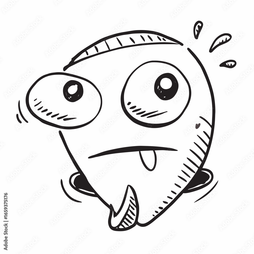 Obraz premium Whimsical cartoon character with bulging eyes and tongue sticking out, perfect for expressing quirky humor and lighthearted fun, this scalable graphic adds a touch of playful charm