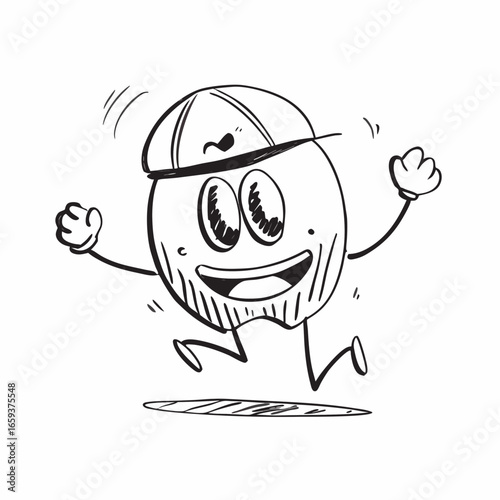 Get ready to smile with this whimsical doodle cartoon character joyfully jumping for fun, adding a touch of lightheartedness to your projects, perfect for expressing happiness