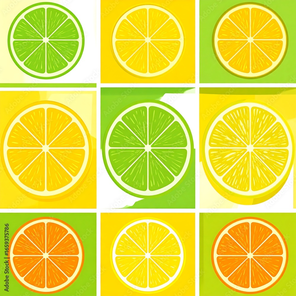 Fototapeta premium Citrus slices in a vibrant pattern