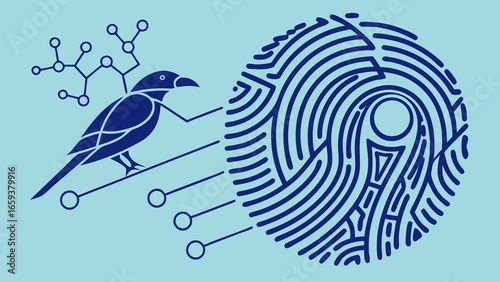 blue fingerprint vector illustration