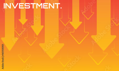 Orange business arrows background. Arrow shapes and line gradient investment