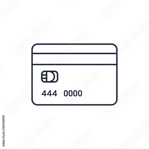 Line drawing of a generic credit card with chip and numbers.