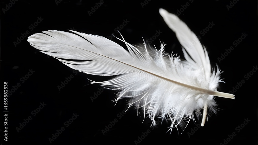 Obraz premium White Feather Against a Dark Background